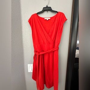 Loft Orange Tie Sun Dress